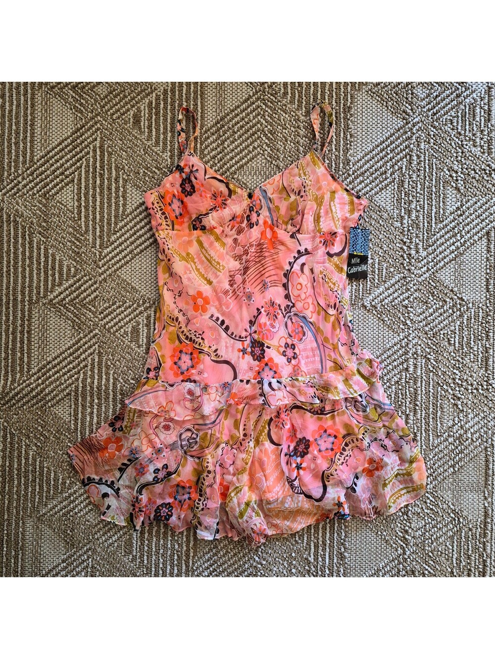 Coquette Y2K Mlle Gabrielle Deadstock Pink Floral Tiered Ruffle Dress 20W Plus